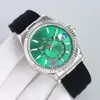 Con caja original Reloj para hombre 41 mm Día-Fecha Verde hielo Árabe Esfera rara Números de moda automáticos Reloj para hombre Plegable 2813 Relojes mecánicos