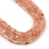 Perline pietra naturale sfaccettata pietra solare perlina rotonda allentata per componenti di gioielli che fanno collana braccialetto fai da te 2 3 4mm 15 '' all'ingrosso