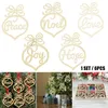 Décorations de Noël 6pcs pendentif en bois creux lettre gravure ornement arbre de Noël suspendu bricolage artisanat décor cadeaux de Noël