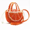 Sacs de soirée Sacs à main drôles en paille de pastèque Corde tissée Orange Épaule Bandoulière Casual Été Sac de plage Tresse Petit panier Fourre-tout Sacs à mainEven