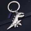 Keychains 2 Colors Optional Creative Cute Dinosaur Key Chain Gun Black Nickel Bronze Metal Pendant Ring Moveable Bag Keychain