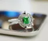 Clusterringen SX Solid 18K White Gold Nature Green Emerald 0.36ct voor vrouwen verjaardagscadeautjes fijne sieraden