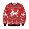 Sweaters masculinos Feliz Natal Carta de Natal Casais Feio o Pescoço Casual Funny Sweetshirts Cute Santa Holiday Holiday Jumper Topsmen's