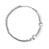 Choker Niche Design Asymmetrical Pearl Necklace Men Stitched Stainless Steel Collarbone Chain Male Jewelry