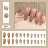 False Nails Nagel Tips 24PCS Shiny Metal Bow Nail Patch Sweet Style Glue Type Removable Long Paragraph Manicure Save Time