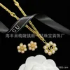 60% OFF 2023 New Luxury High Quality Fashion Jewelry for inlaid pearl flower necklace ancient family double earrings female pastoral high version brass material