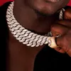 Yu Ying fina smycken 925 Solid Silver 15mm bredd Baguette Moissanite Chain Hip Hop Rapper Necklace Cuban Link Chain