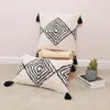 Pillow Black Beige Tufted Cover Tassels Home Decor Embroidery 45x45/30x50cm Geometric Sofa Couch Bedroom