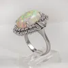 Wedding Rings Choucong Vintage Big Opal Ring 925 Silver AAAAA Zircon Cz Party Band for Women Men Fashion Jewelry 230303