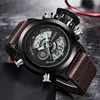 Montres-bracelets de marque pour hommes, bracelet en cuir, de luxe, de styliste Unique, double temps, Relojes Lujo Marcas