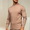 Herren-T-Shirts, langärmlig, halber Rollkragenpullover, Slim-Fit-Pullover, warm, dehnbar, für den Winter