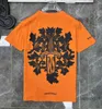 Classics Mens t Shirts 고품질 브랜드 크루 크롬 반팔 탑 Ch 티셔츠 캐주얼 산스크리트어