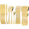 Dinnerware Sets 24pcs Dinner Knife Tableware Set 304 Stainless Steel Cutlery Gold Kitchen Complete Fork Coffee Spoon Flatware