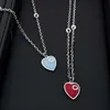 20% off all items 2023 New Luxury High Quality Fashion Jewelry for Silver Antique blue love Enamel Necklace simple clavicle chain net red same style