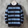 Heren Hoodies Sweatshirts Spring Men O-Neck Sweater Fashion Stripe Patchwork Pullover Mens Autumn Casual gebreide truien Slim Tops Clothi