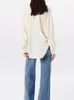 Bloups feminina Blusa feminina Lace Up Up decote em V Long Solid Color Solid Spring Summer camisa de verão