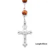 Collane a sospensione in legno con perline di rosario croce Gesù per uomini donne cristiane gioielli maschili religiosi