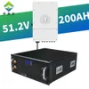 Sipani 10kW 48V 200AH LifePo4 Pack Battery 51.2V Litiumjonfosfatbatteri och 8kW deye hybrid trefas solinverterare