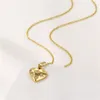 Cadenas ANENJERY 316L Acero inoxidable Brillante Zircon Peach Heart Colgante Collar Femenino Color Oro Estéreo Pareja Collares