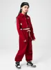 Stage Wear Girls Jazz Dance Costume Hip Hop Performance Clothes Red Long Sleeves Cargo Pants Navel Coat Kpop Kids Outfit BL9646