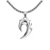 Pendant Necklaces Men's Punk Dragon Tooth Titanium Stainless Steel Cool Leather Chain Necklace Crystal Inlay 316L Jewelry