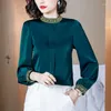 Women's Blouses Chikichi 2023 Spring And Autumn Fashion Elegant Round Neck Purple Satin Embroidery Long-sleeved Pullover Shirt Women