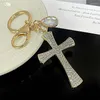 Keychains JINGLANG Trend Personality Full Rhinestones Cross Shape Car Key Chain Fashion Bag Pendant Gift