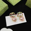 70% de réduction 2023 nouveau luxe de haute qualité bijoux de mode pour Double couleur strass coeur laiton argent aiguille boucles d'oreilles femme