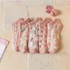 Chaussettes japonaises Style Pastoral pour femmes, rétro, basses, broderie florale, vitalité, bateau rose, printemps et été