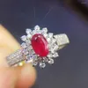 Klusterringar fina smycken ren 18 k vitguld verklig naturlig duva blodröd rubin 0,4ct diamanter kvinnliga för kvinnor ring