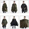 Men's Trench Coats Adult Camouflage Rain Poncho Cape With Drawstring Hood Waterproof Raincoat Cover