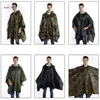 Männer Trenchcoats Erwachsene Camouflage Regen Poncho Cape Mit Kordelzug Kapuze Wasserdicht Regenmantel Abdeckung