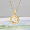 Colliers pendents Couleur d'or Lettre initiale Collier Collier en acier inoxydable Round Zircon Girls 26 Lettres Pendants Bijoux de charme