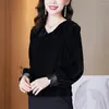 Women's Blouses French Style Vintage Blouse Winte Red Black Velvet Tops Women Long Sleeve Casual Loose Shirt High Quality Fashion Blusa