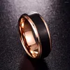 Ketting oorbellen set 8 mm wolfraam carbide trouwringen voor mannen vrouwen comfort fit rosé goud zwart roestvrijstalen ring mode