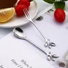 Dijkarts sets Fruit Forks draagbare wasbare wasbare handgehouden indoor schoolkantoor el restaurant koffie flatware tabelgare goud lepel