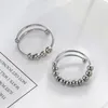 Stainless Steel Rotate Beads Anxiety Rings Adjustable Stress Relief Fidget Ring For Women Men Fashion Jewelry Gift