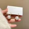 Hoop örhängen vsnow minimalistisk överdimensionerad simulering pärla örhänge för kvinnor ovanlig guldfärg metall bröllop smycken