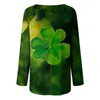 Women's Blouses Leaf Print St. Patrick's Day Top Lange mouwen Y2K Streetwear Tops Women Harajuku en Mujer T -shirt