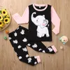 Ensembles de vêtements 1 3 5 7 8Y enfant en bas âge bébé filles vêtements automne enfants tenues dessin animé éléphant chemise pantalon pyjamas mode automne fille