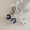 후프 귀걸이 트렌디 불규칙한 수지 아크릴 투명한 회색 파란색 귀걸이 C 자형 기하학적 한국 패션 보석 선물