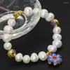 Strand Natural White Odlat sötvatten 10-11mm Pearl Unique Design Clasp Armband Kvinnor Eleganta smycken 7.5 tum B2756