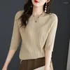 Blouses pour femmes mode col rond couleur unie tricoté tout-match Blouse vêtements pour femmes 2023 printemps pulls décontractés hauts lâche coréen