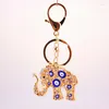 Keychains Creative Turkse Evil Evil Eye Eye Blue Elephant Key Chain Women's Bag Accessoires Animal Metal Pendant Ring