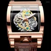 Начатые часы Binbong Fashion Rose Gold Case Mens Casual Clock Quartz Watches Personality Hollow Dial