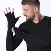 Five Fingers Gloves Fashion Winter Acrylic Wool Plus Plush Thick Jacquard Knit Warm Half Finger Mittens Men Full Touch Screen C2