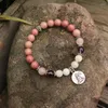 Strand 8mm Natural Stone Beads Prayer Bracelet Rhodrochrosite Moonstone Enhance JapaMala Spiritual Jewelry Meditation