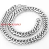 Chaînes 7-40 "16MM couleur argent lourd poli en acier inoxydable hommes gourmette chaîne cubaine collier marque bijoux à la mode chaînes