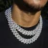 Högkvalitativ bästa detalj hiphop smycken 925 silver kubansk kedja 15mm full storlek 3row moissnaite diamant halsband länk kedja
