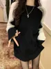 Pulls Femme Noir Blanc Diamant Treillis Payé Mohair Manches Longues Femmes Pull Pull Lâche Paresseux Tricoté Automne Hiver Mode Chic